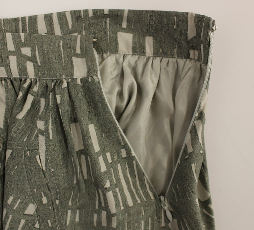 Comeforbreakfast Gray Mini Pleated A-Line Skirt – Back Zip, Logo Detail, 100% Cotton, Made in Italy