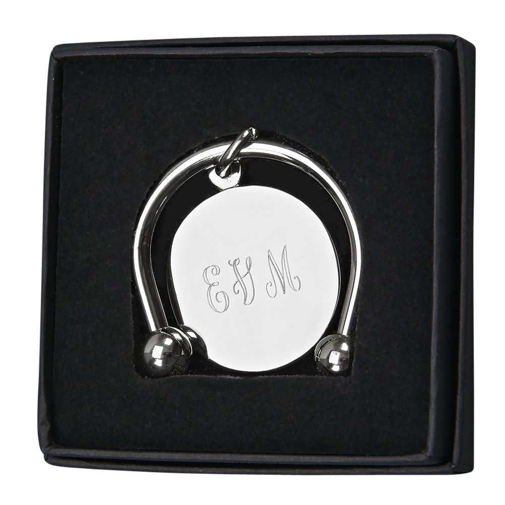 Engravable Disc Keychain - Silver Nickel-Plated Round Keychain with Gift Box