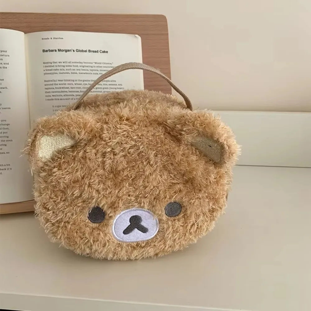 Anime Relaxed Bear Makeup Bag – Cute Plush Cosmetic & Jewelry Organizer Pouch for Women & Girls