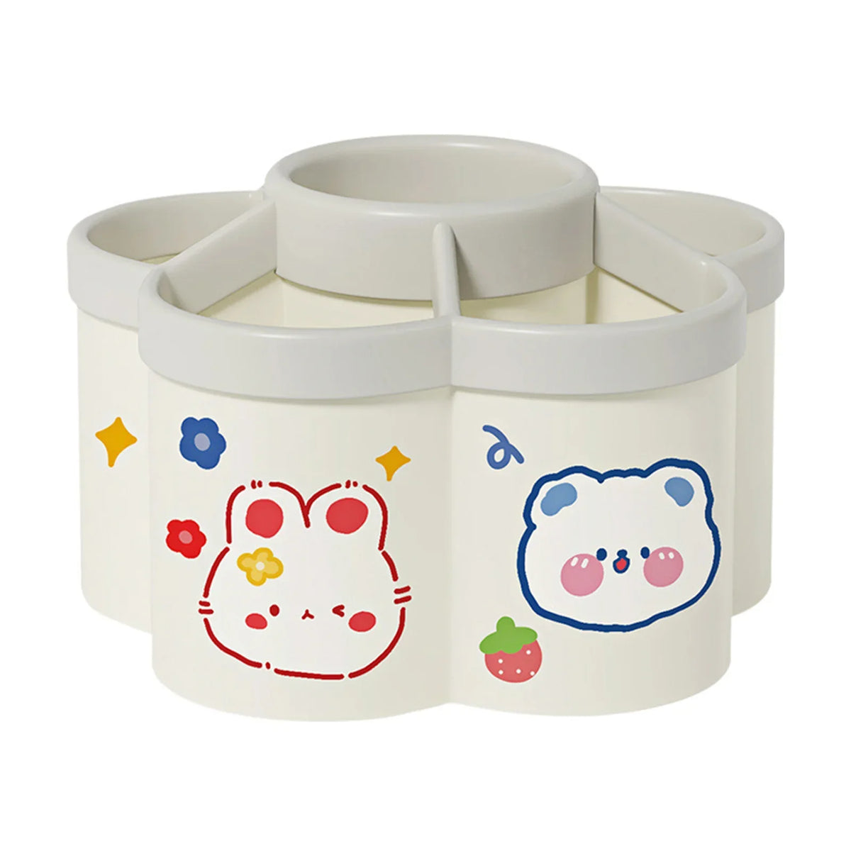 Rotating Desk Organiser – Large Pen & Makeup Brush Holder for Office, Dorm & Vanity in Cherry Pink or White (Japan Style)