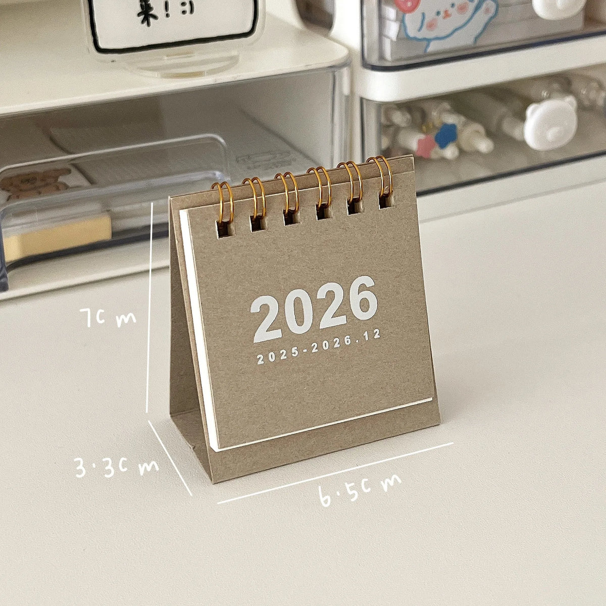 2026 Mini Spiral-Bound Desk Calendar – Simple Decorative Desktop Calendar for Home, Office & Stationery (6 Colours)