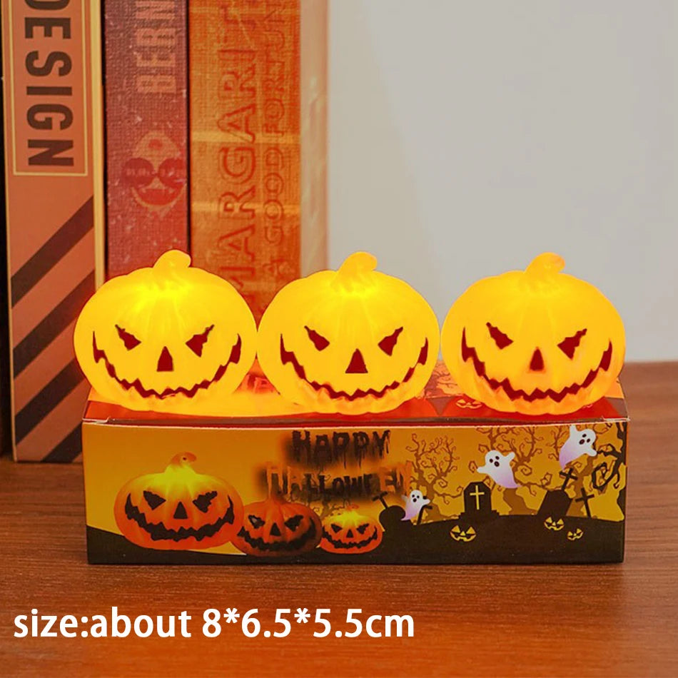 Halloween Pumpkin Lantern – Skull & Ghost Face LED Candle Lamp for Bedroom, Garden & Party Decor