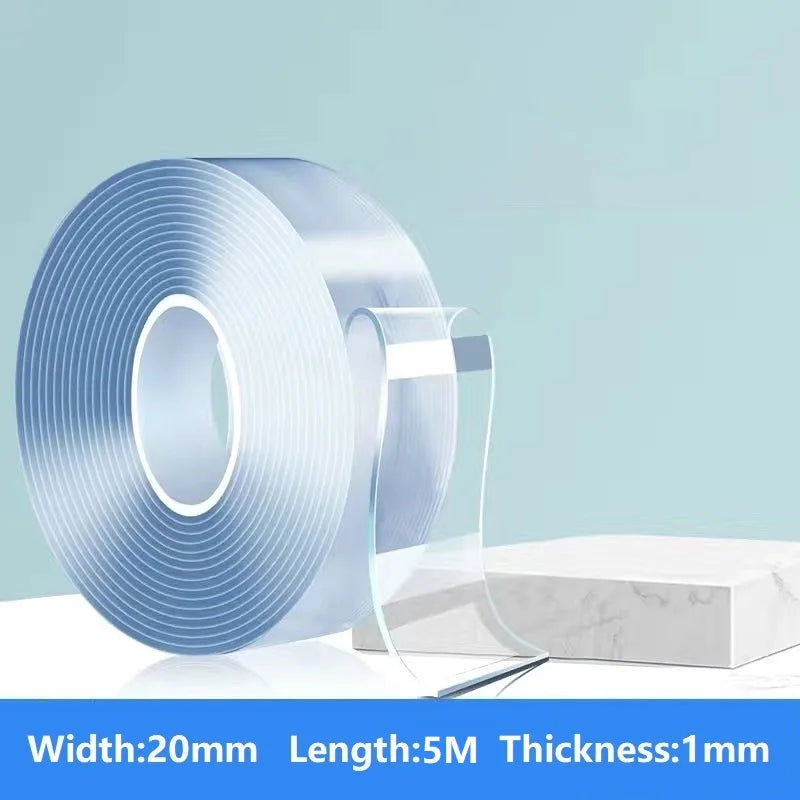 1/3/5M Double Sided Tape Transparent Acrylic Reusable Waterproof Adhesive Tracsless Tape Gadget Cinta Doble Cara Nano Tapes