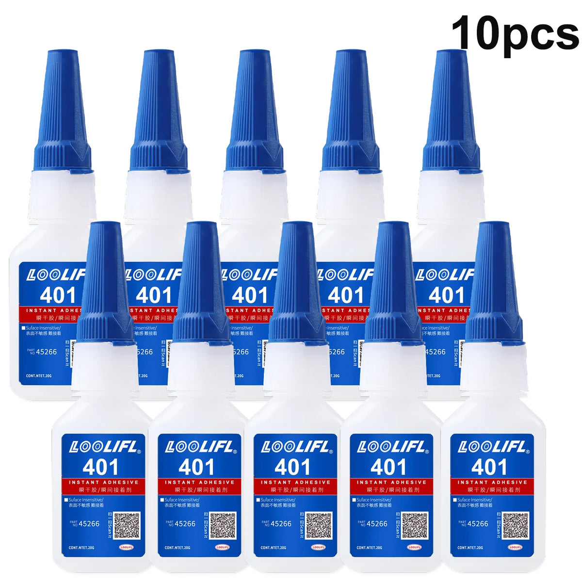 LOOLIFL 401 Super Cyanoacrylate Glue – Waterproof Medium CA Glue for Wood, Metal, Plastic, Ceramic & More (10ml or 20ml, Single or Multi-Packs)