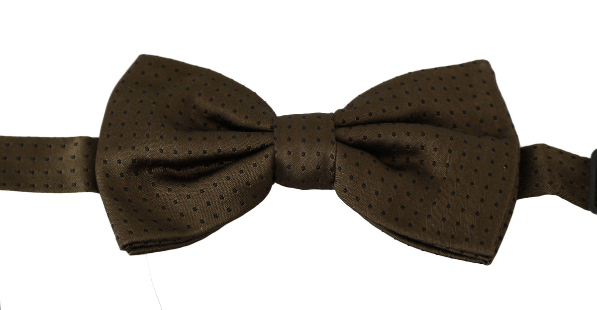Dolce & Gabbana Brown Polka Dots Silk Adjustable Neck Papillon Men Bow Tie