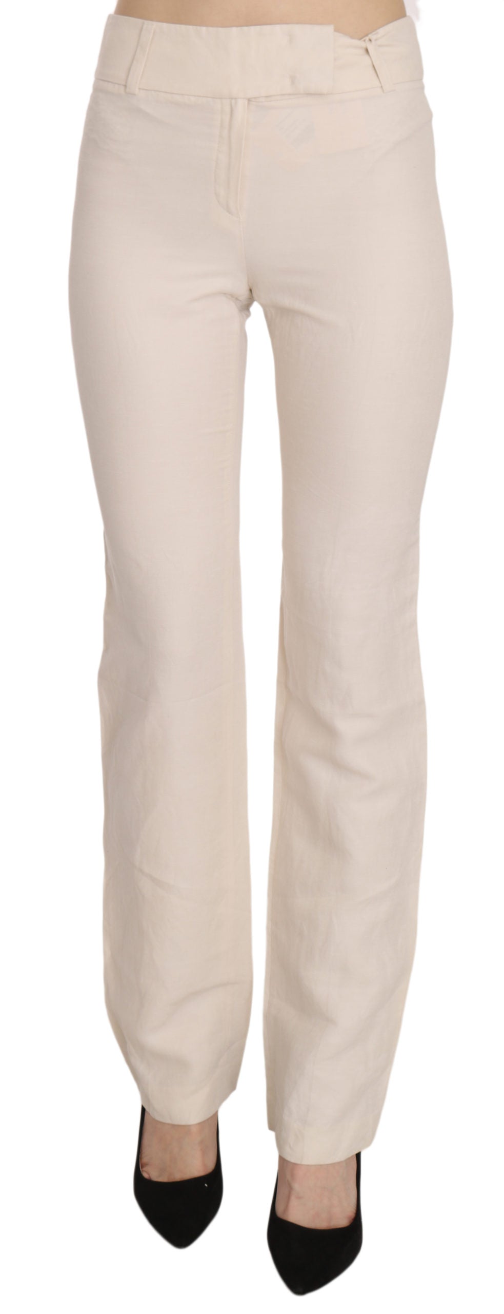 LAUREL Women's White High Waist Silk Blend Flared Dress Trousers – Elegant Wide Leg Pants