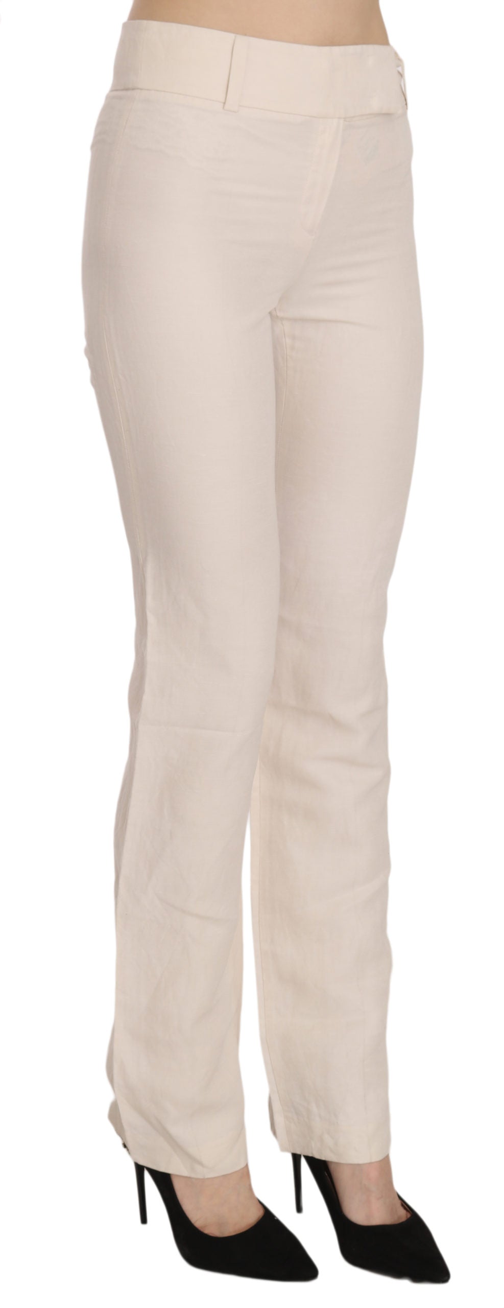 LAUREL Women's White High Waist Silk Blend Flared Dress Trousers – Elegant Wide Leg Pants