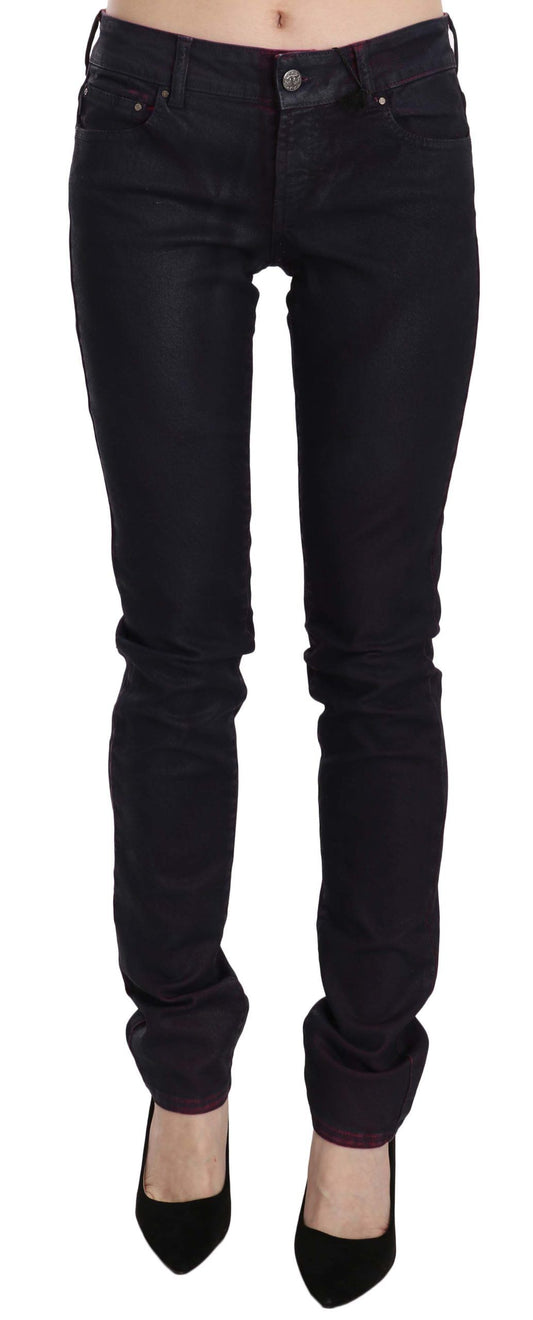 Just Cavalli Black Low Waist Skinny Denim Jeans – Cotton Stretch, Zipper Closure, Logo Detail (W26)