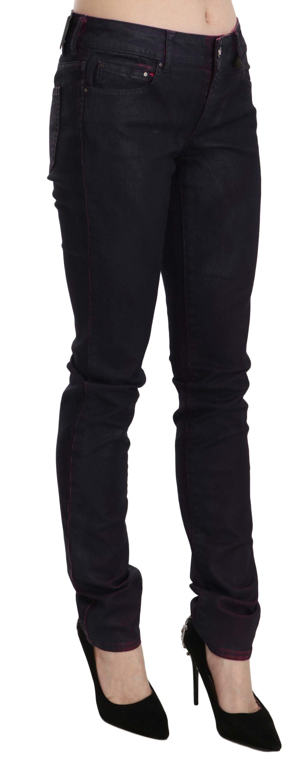 Just Cavalli Black Low Waist Skinny Denim Jeans – Cotton Stretch, Zipper Closure, Logo Detail (W26)