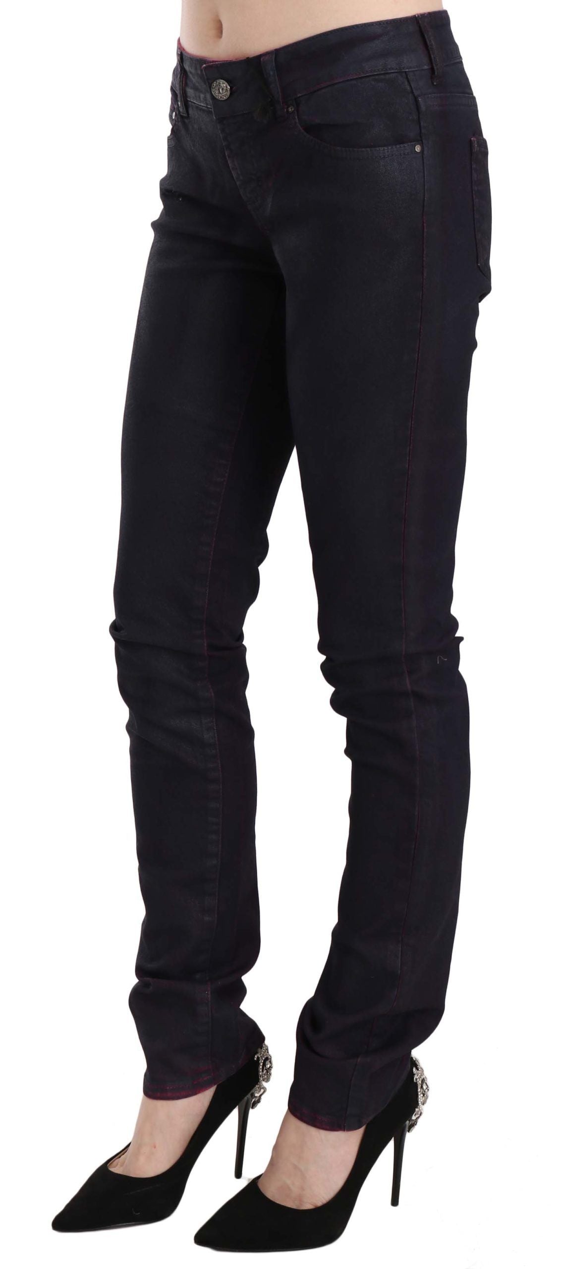 Just Cavalli Black Low Waist Skinny Denim Jeans – Cotton Stretch, Zipper Closure, Logo Detail (W26)