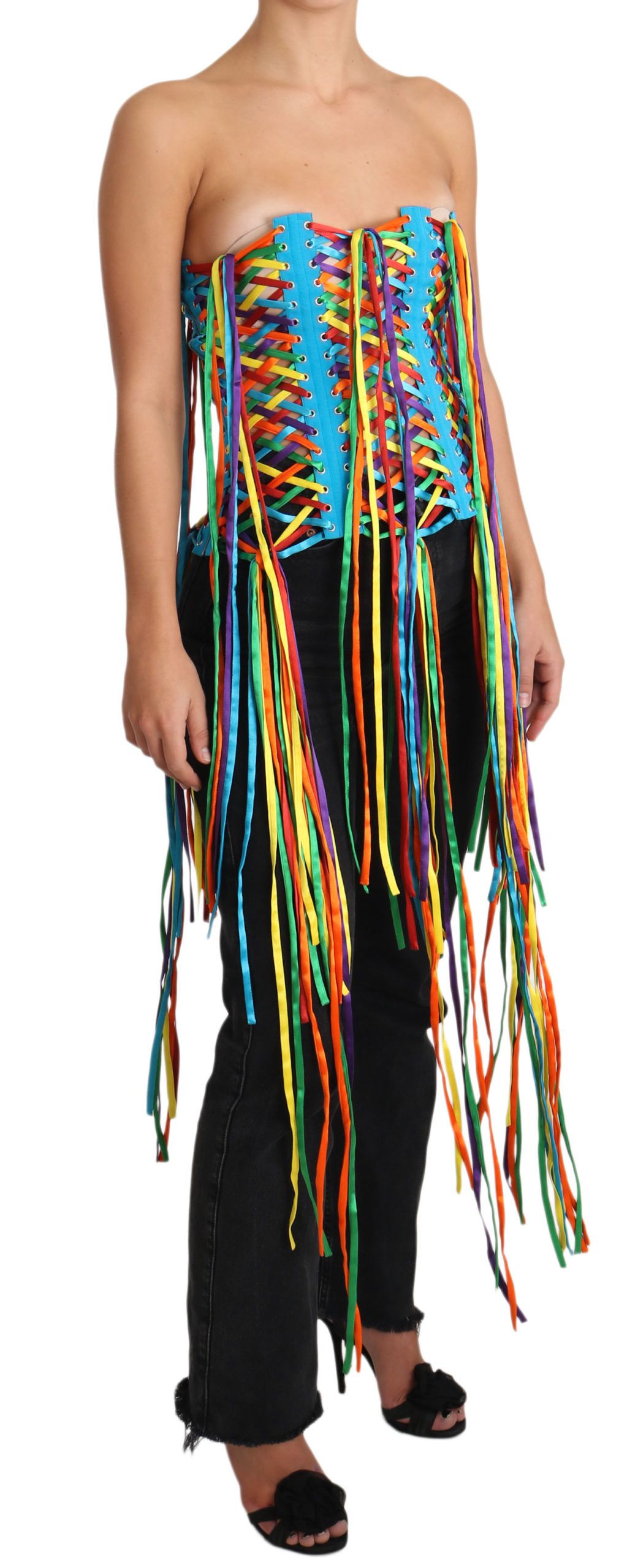 Dolce & Gabbana Multicolor Strings Bustier Corset Top – Strapless | Made in Italy