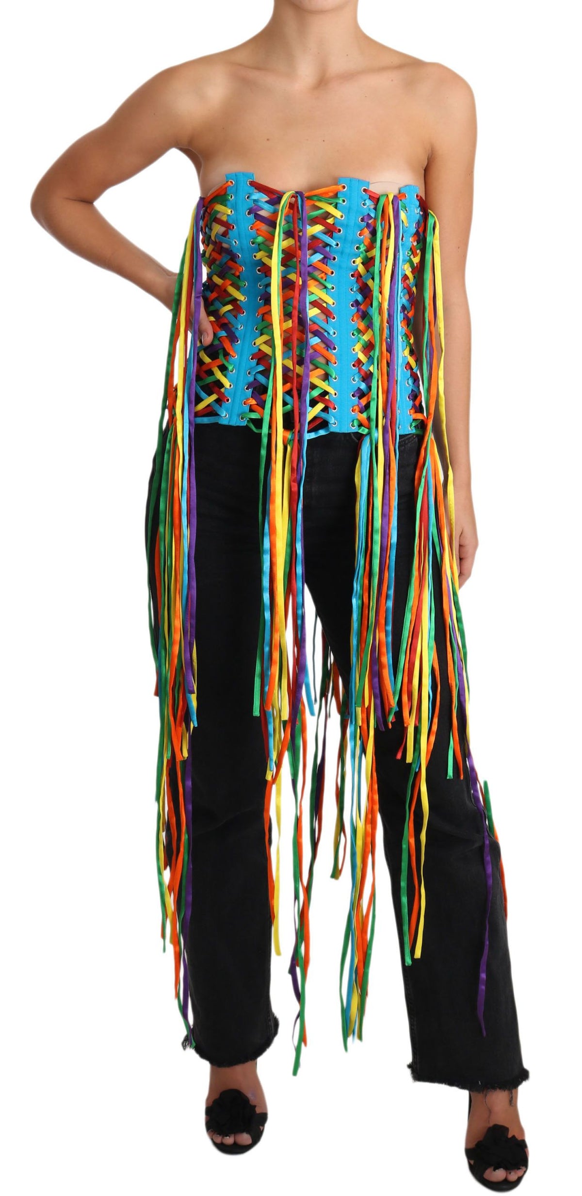 Dolce & Gabbana Multicolor Strings Bustier Corset Top – Strapless | Made in Italy