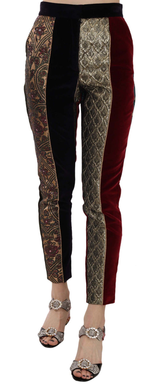 Dolce And Gabbana Multicolor Jacquard Cropped Tapered Pants