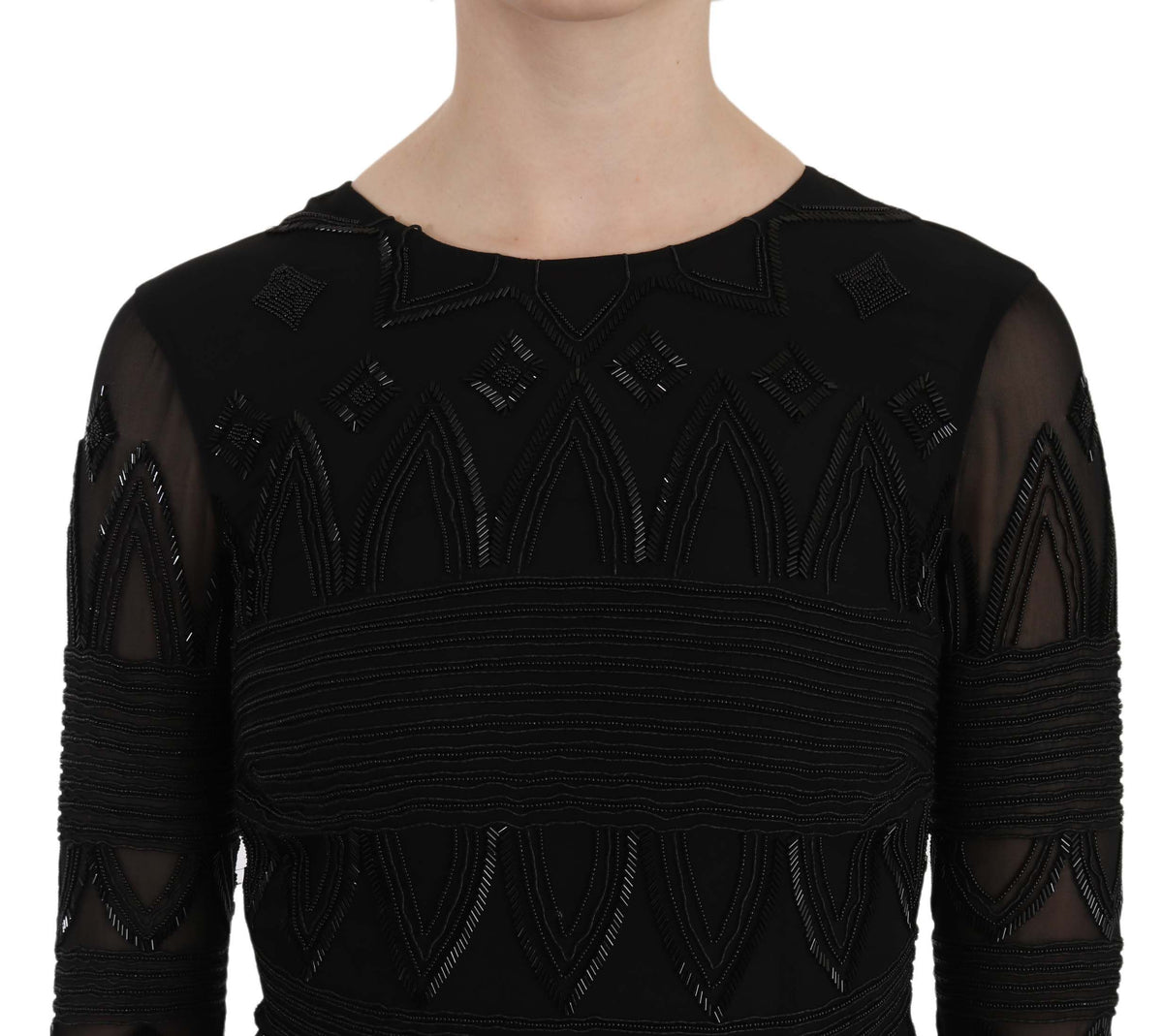 John Richmond Silk Sequined Mini Dress — Black | Made in Italy