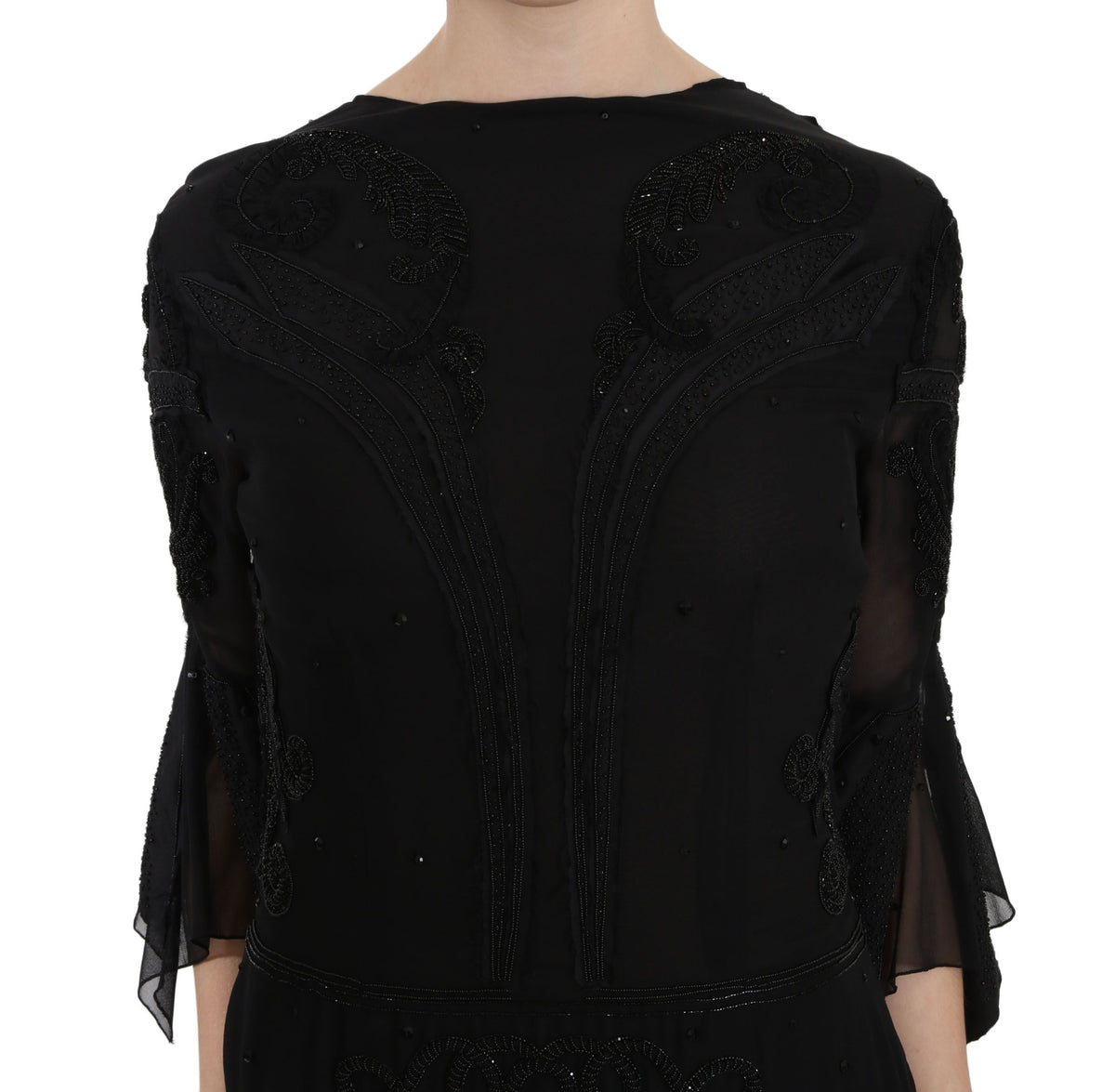 John Richmond Sequined Silk Mini Gown — Black | Made in Italy