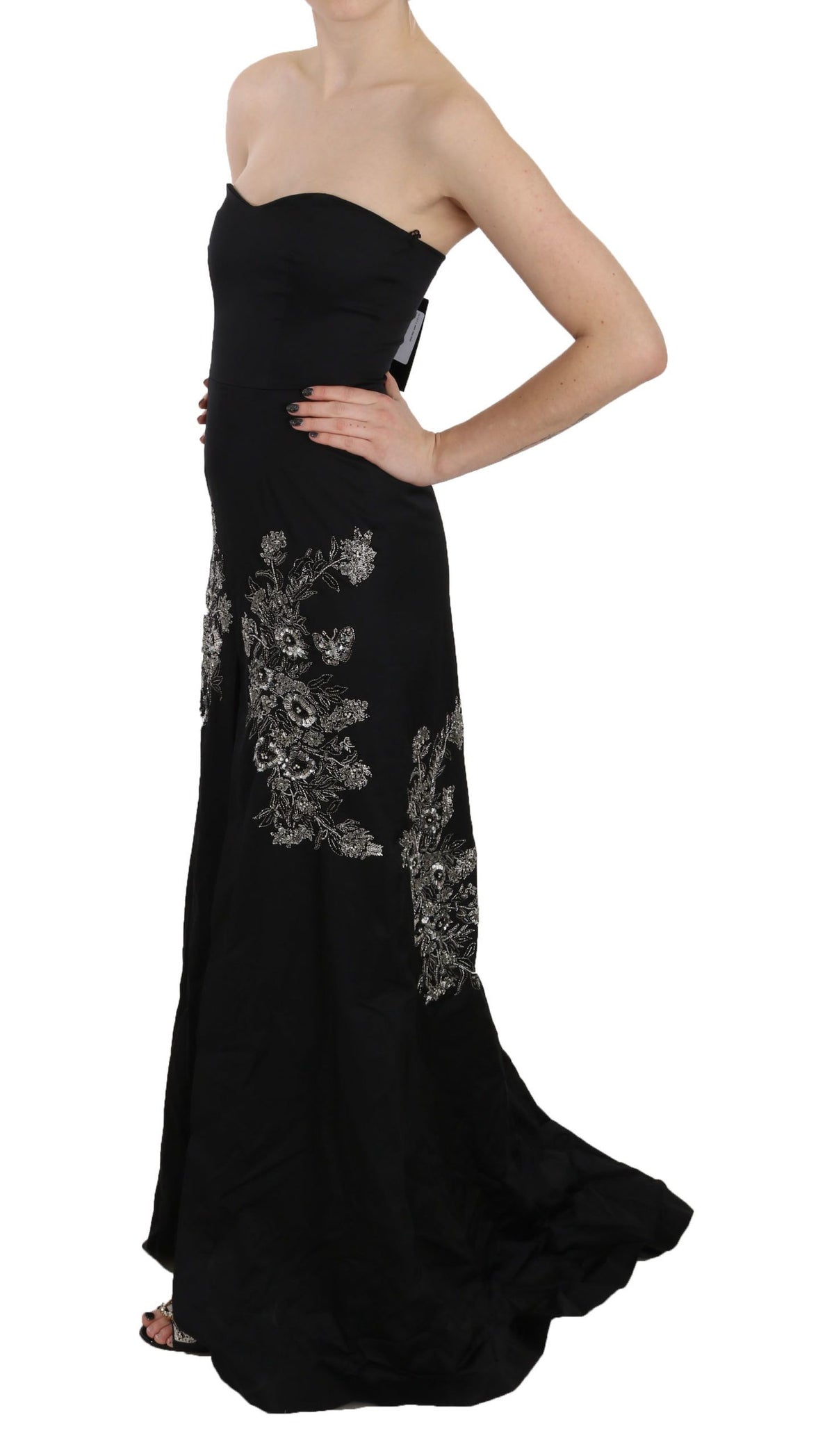John Richmond Sequined Flare Ball Gown — Black | Made in Italy