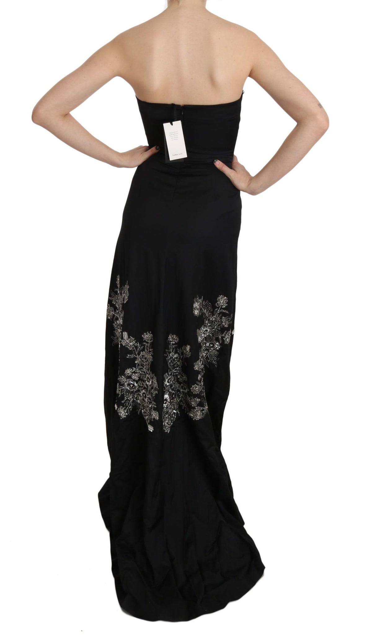 John Richmond Sequined Flare Ball Gown — Black | Made in Italy