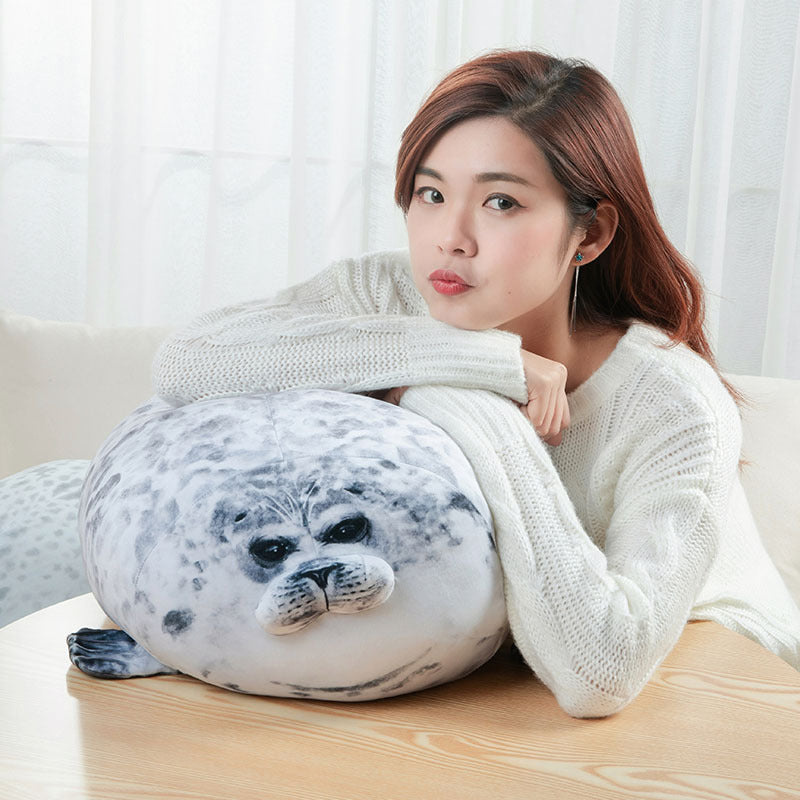 Angry Blob Seal Pillow – Chubby 3D Plush Stuffed Animal Toy