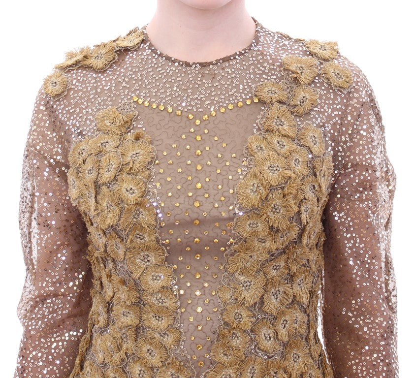 Lanre Da Silva Ajayi Women's Gold Long Lace Maxi Dress – Crystal Embellishment, Handcrafted Nigerian Luxury