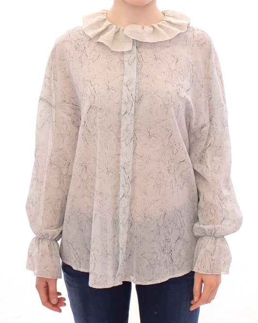 Vika Gazinskaya Blue Oversized Cotton Blouse Tunic – Relaxed Fit, Made in Russia