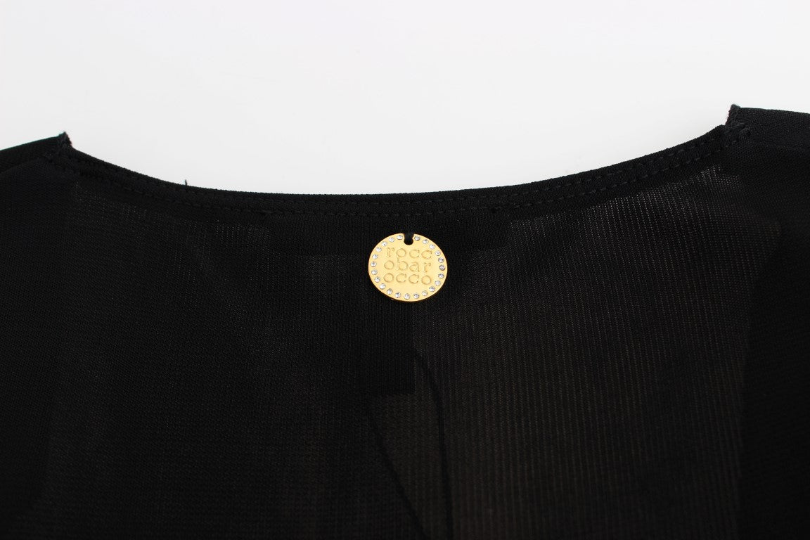 Roccobarocco Black Embellished Jersey Mini Sheath Short Dress