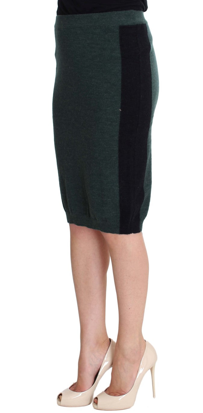 MILA SCHÖN Green Wool Blend Pencil Skirt – Knee Length, Made in Italy