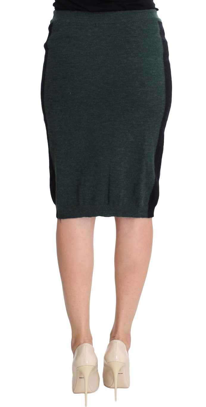 MILA SCHÖN Green Wool Blend Pencil Skirt – Knee Length, Made in Italy