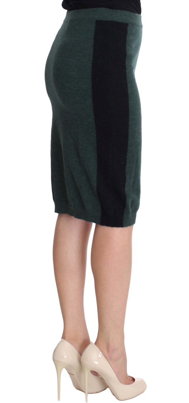 MILA SCHÖN Green Wool Blend Pencil Skirt – Knee Length, Made in Italy