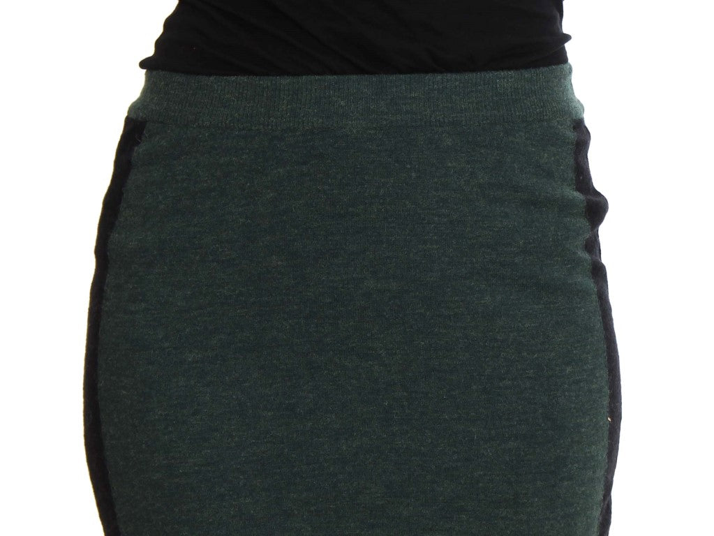 MILA SCHÖN Green Wool Blend Pencil Skirt – Knee Length, Made in Italy