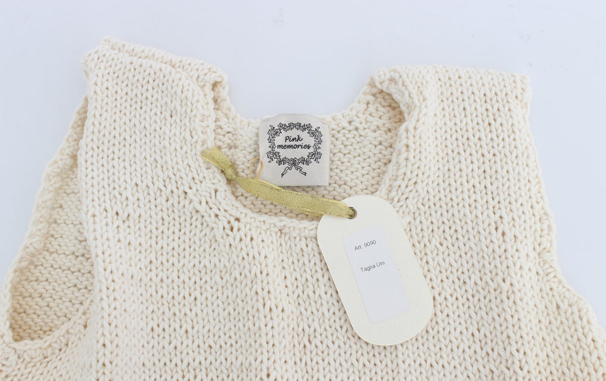 PINK MEMORIES Beige Cotton Blend Knitted Sleeveless Sweater