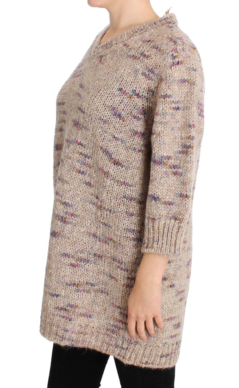 PINK MEMORIES Beige Wool Blend Knitted Oversize Sweater