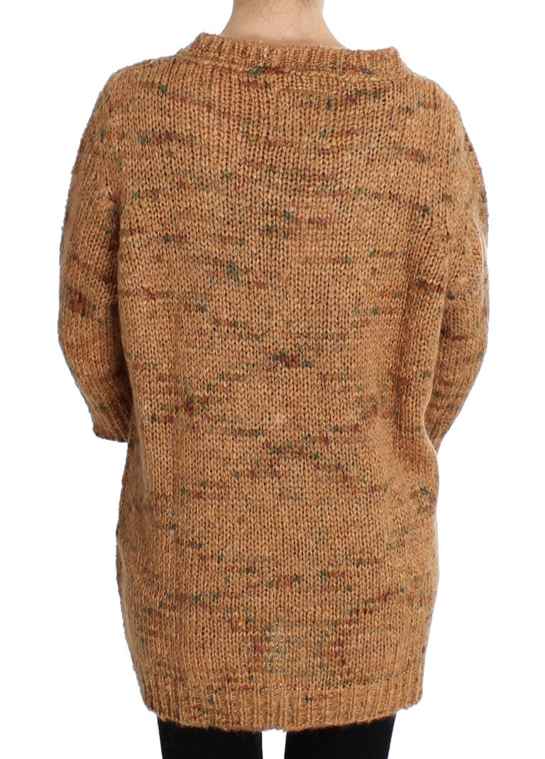 PINK MEMORIES Brown Wool Blend Knitted Oversize Sweater