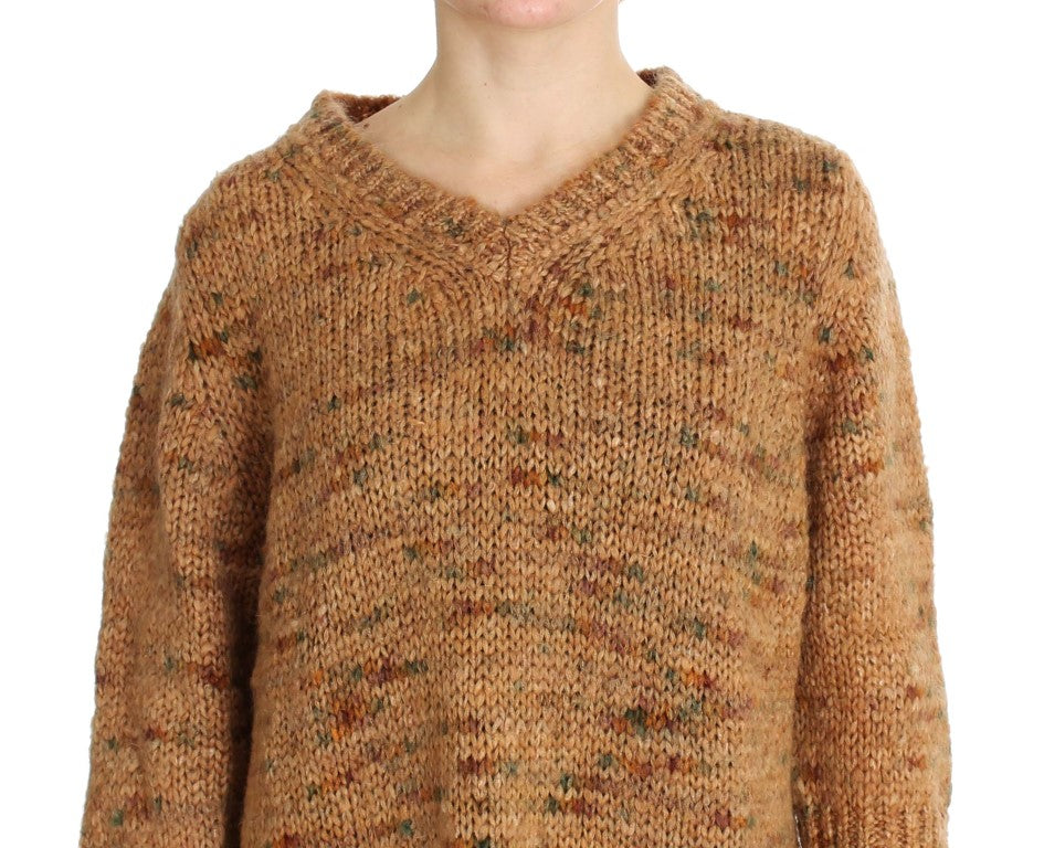 PINK MEMORIES Brown Wool Blend Knitted Oversize Sweater