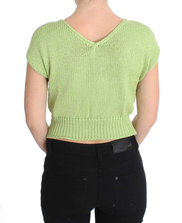PINK MEMORIES Green Cotton Blend Knitted Sweater
