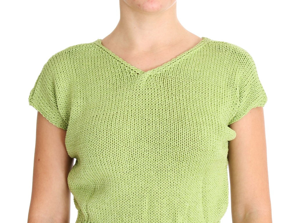 PINK MEMORIES Green Cotton Blend Knitted Sweater
