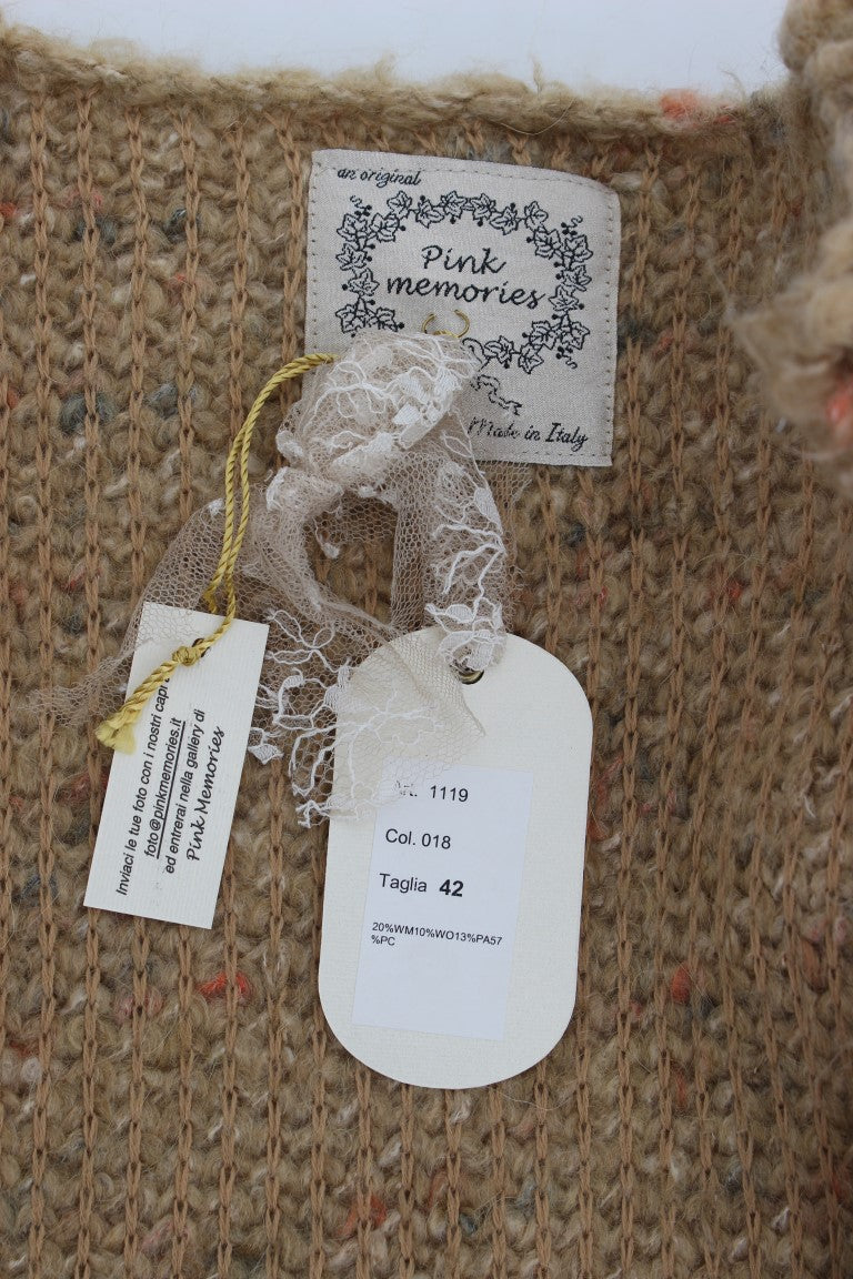 PINK MEMORIES Beige Wool Blend Cape Sweater
