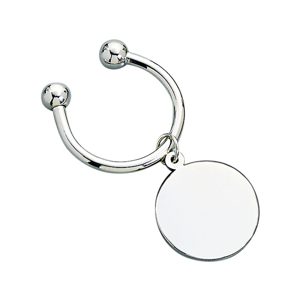 Engravable Disc Keychain - Silver Nickel-Plated Round Keychain with Gift Box