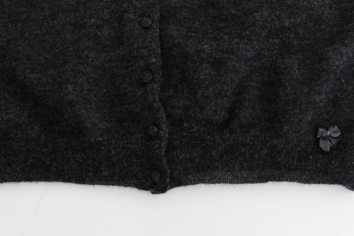 Ermanno Scervino Gray Knit Wool Cardigan Sweater
