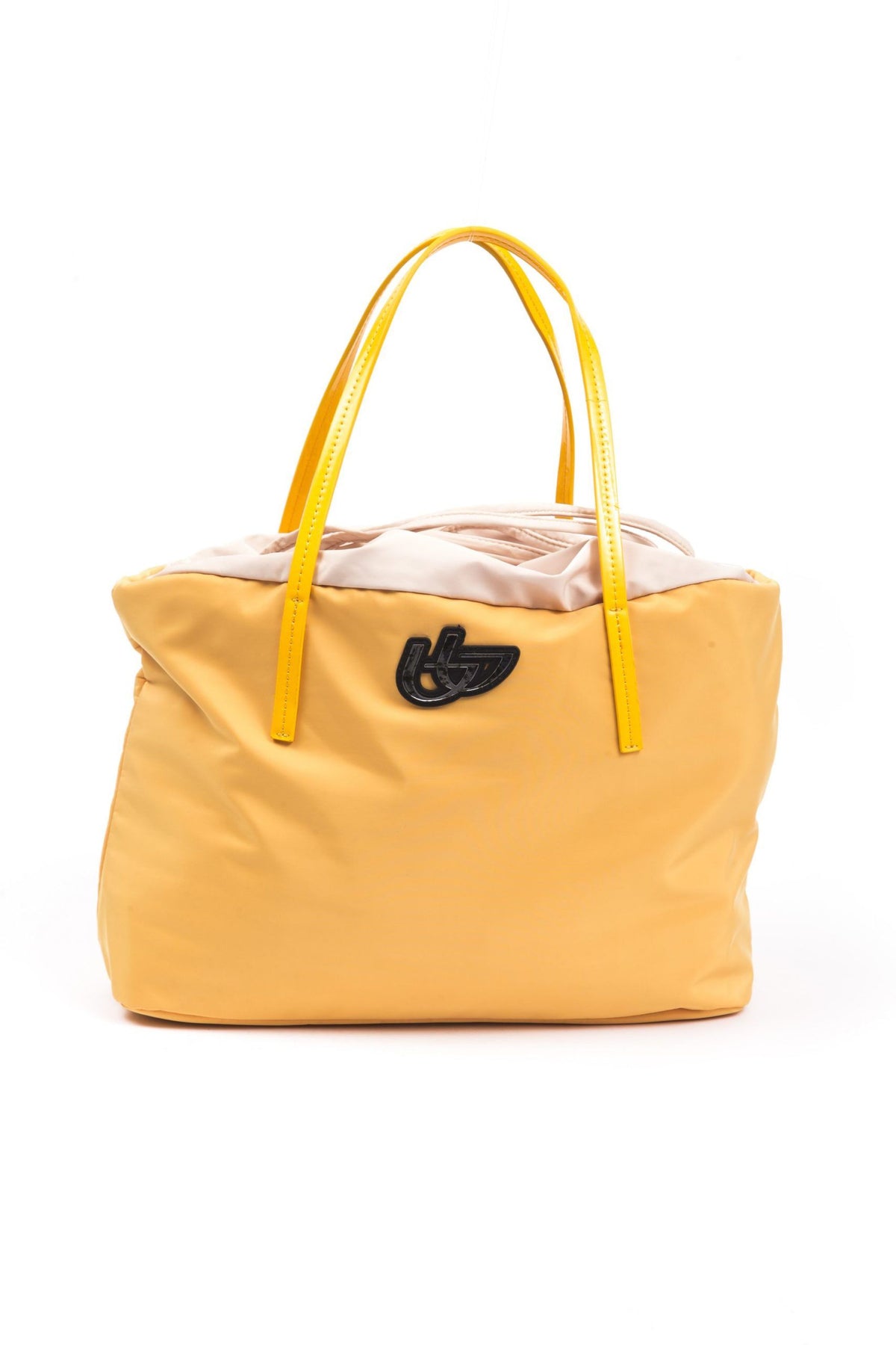 BYBLOS Women's Yellow Polyester Shoulder Bag – Logo Detail, Designer Handbag