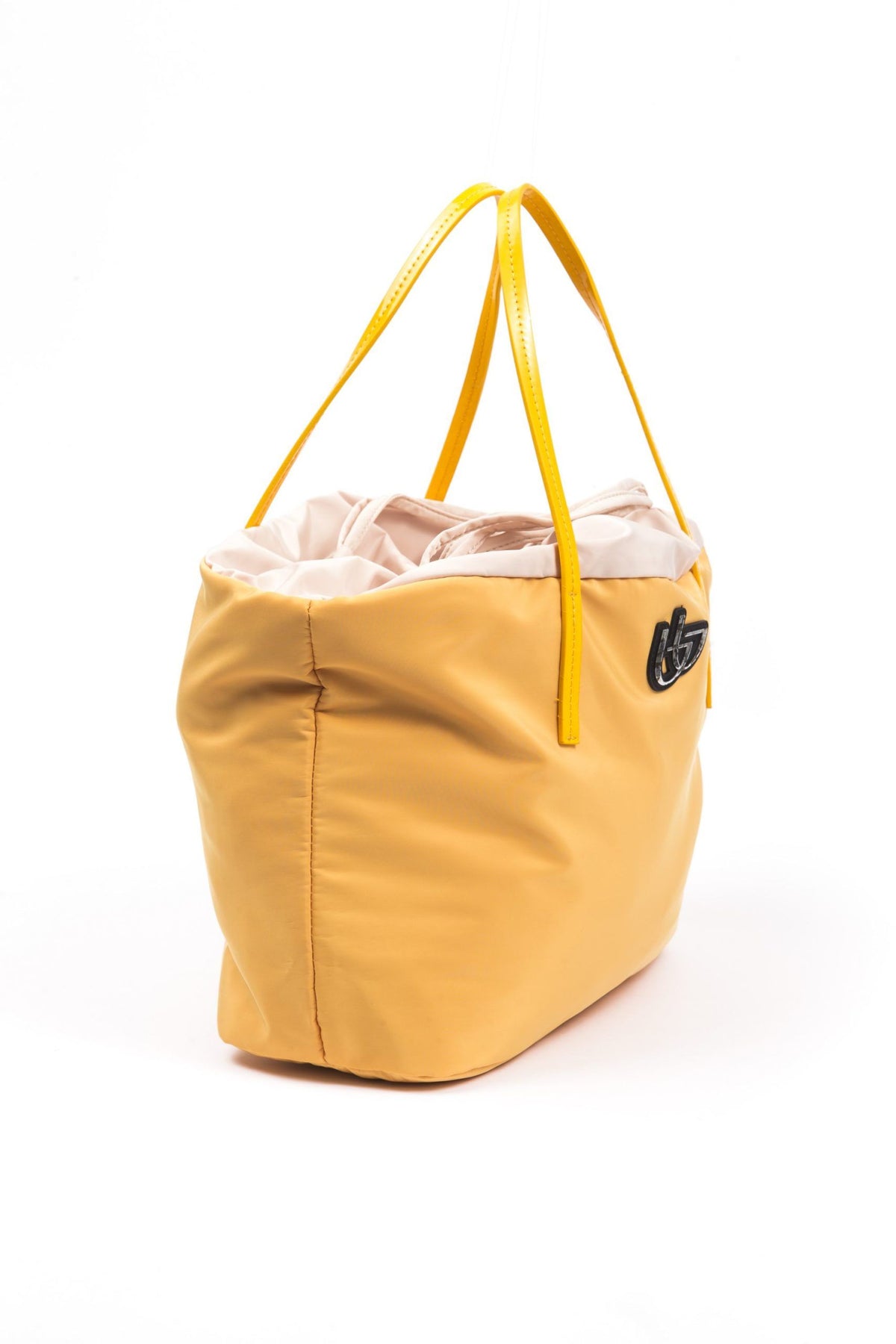 BYBLOS Women's Yellow Polyester Shoulder Bag – Logo Detail, Designer Handbag