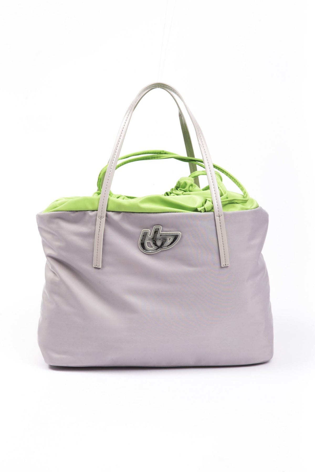 BYBLOS Women's Gray Polyester Shoulder Bag – Logo Detail, Designer Handbag