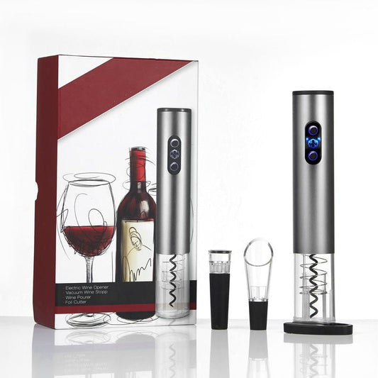 Electric Wine Opener Gift Set — Cordless with Foil Cutter, Stopper & Aerator