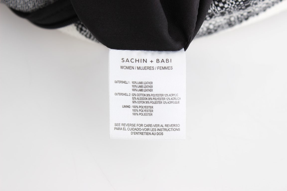 Sachin & Babi Gray & Black ‘Liza’ Leather Straight Pencil Skirt – Back Zip, Knee Length