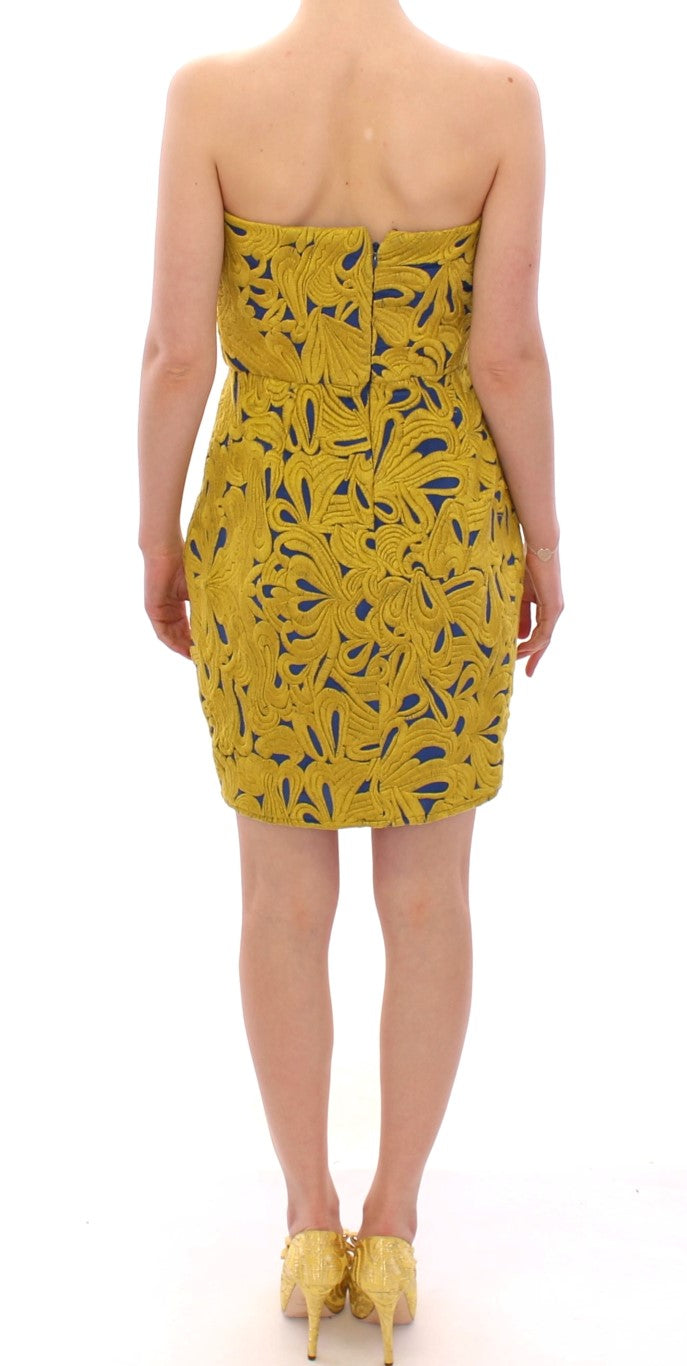 Sachin & Babi Blue & Yellow Strapless Bubble Mini Shift Dress – Back Zip, 100% Cotton