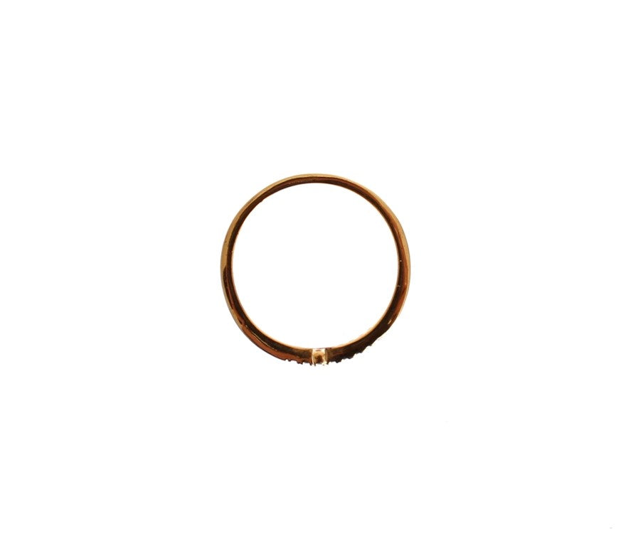 Nialaya Women's Gold 18K Plated 925 Silver CZ Crystal Ring – Logo Detail, Handmade in Hollywood