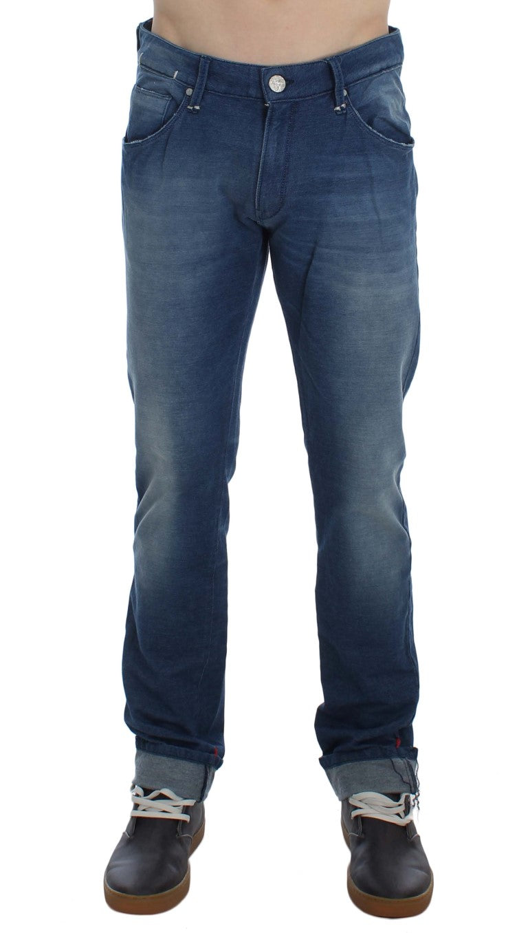 Acht Blue Wash Denim Cotton Stretch Slim Fit Jeans