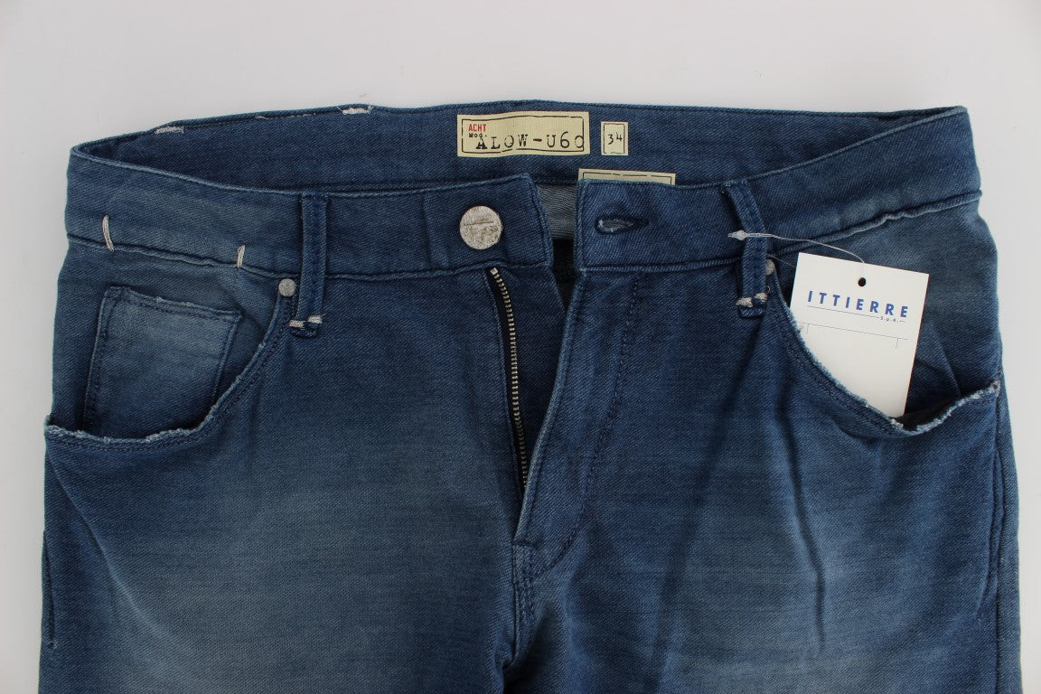 Acht Blue Wash Denim Cotton Stretch Slim Fit Jeans