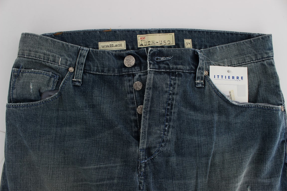 Acht Blue Wash Cotton Denim Regular Fit Jeans