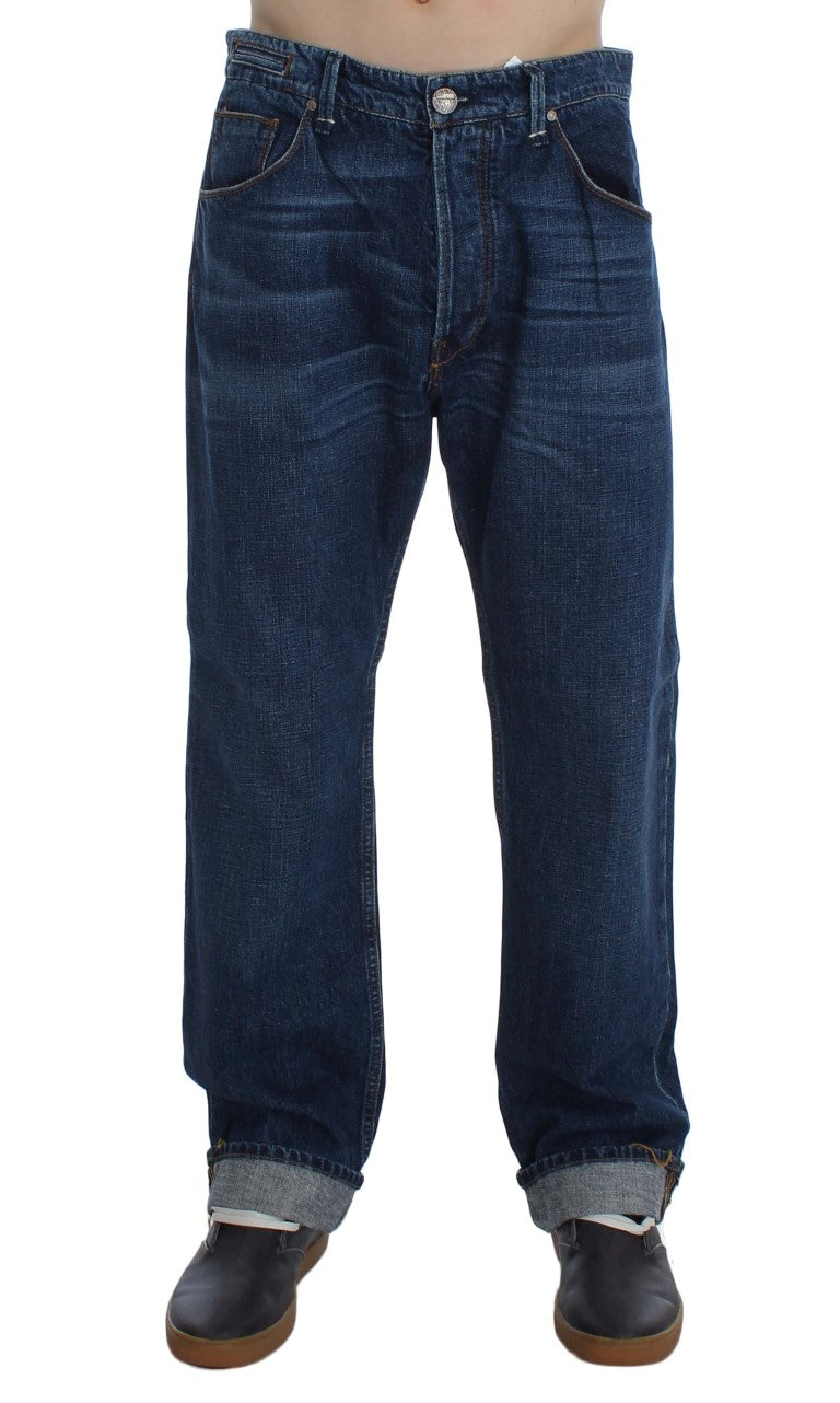 Acht Blue Wash Cotton Baggy Loose Fit Jeans