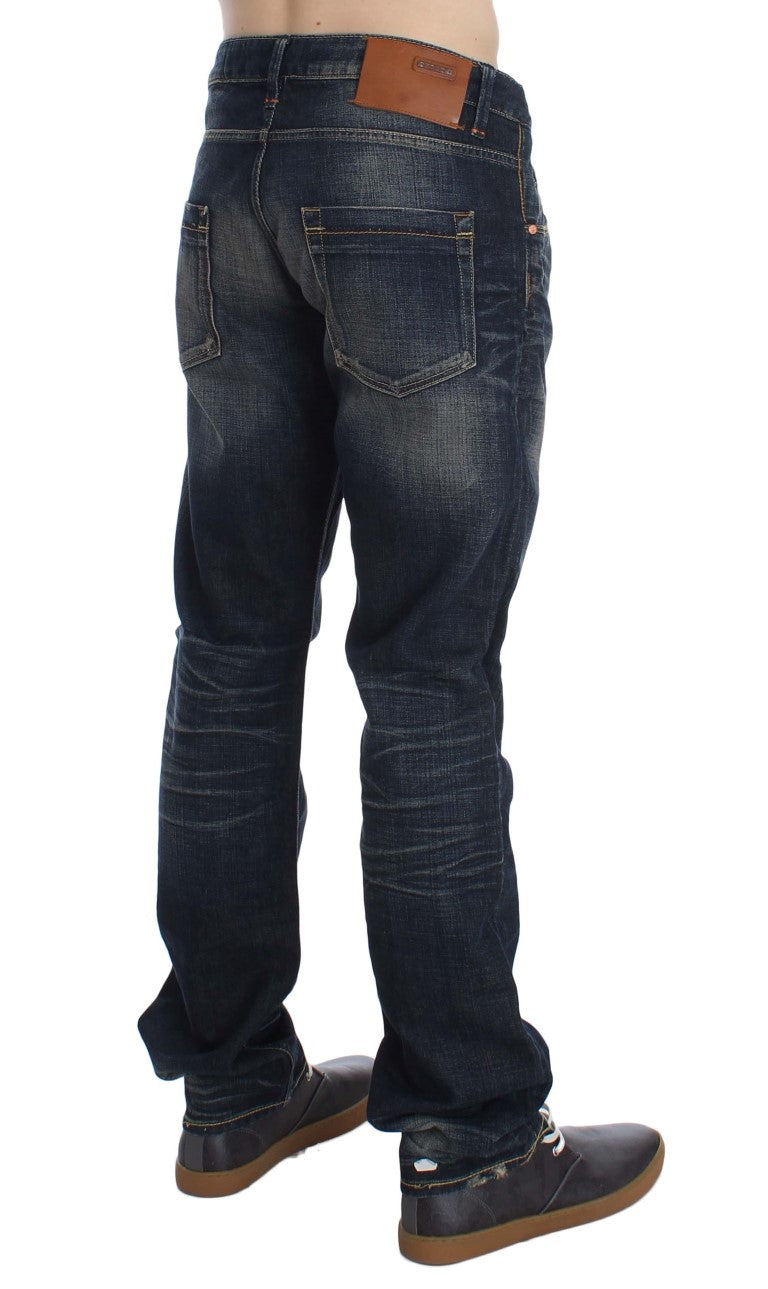 Acht Blue Wash Straight Fit Low Waist Jeans
